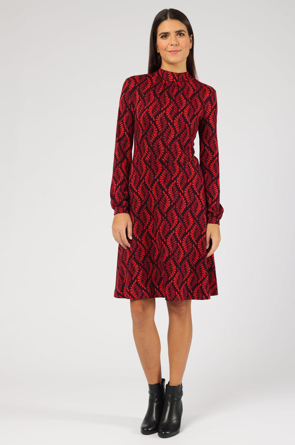 Kleid Astrid Leafy Serpentine Red