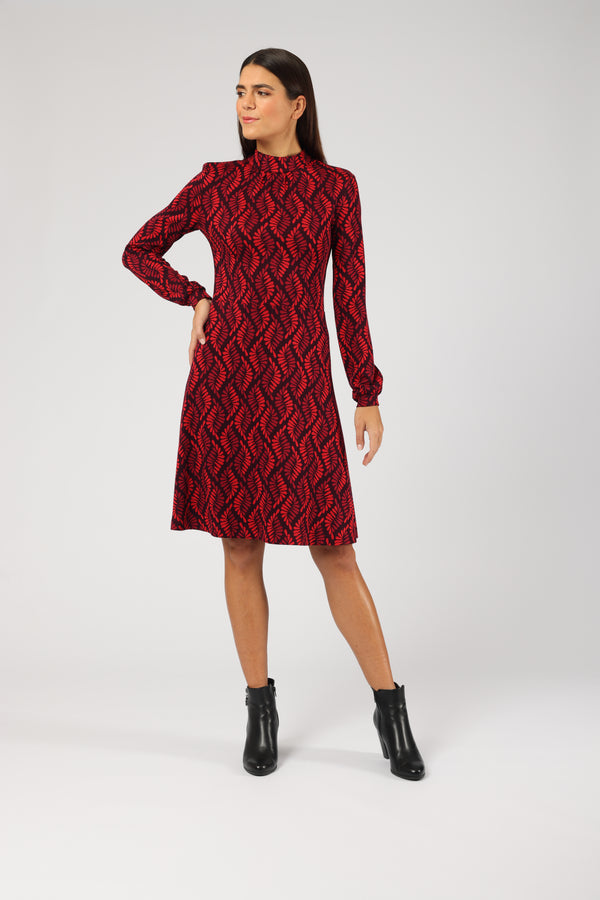 Kleid Astrid Leafy Serpentine Red
