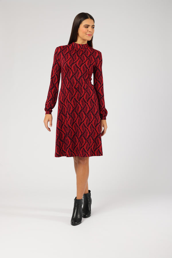 Kleid Astrid Leafy Serpentine Red
