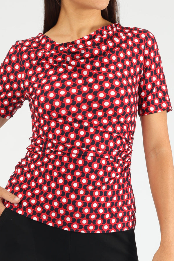 Top Scarlett Wave Dots Poppy Red