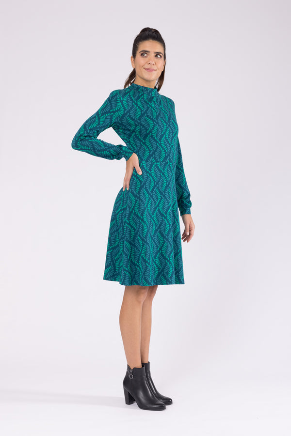 Kleid Astrid Leafy Serpentine Smaragd