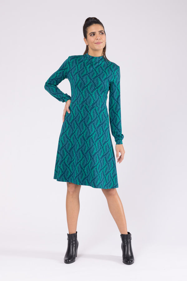 Kleid Astrid Leafy Serpentine Smaragd