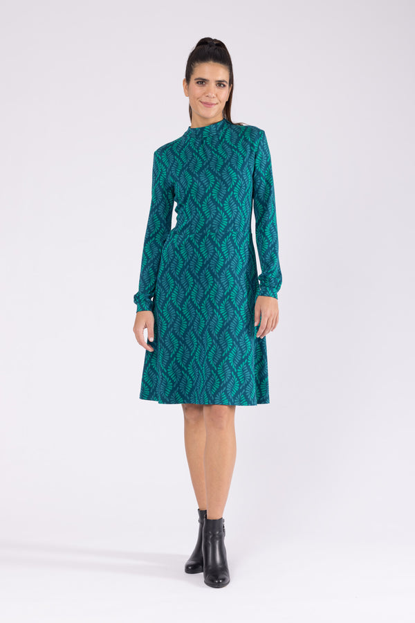 Kleid Astrid Leafy Serpentine Smaragd