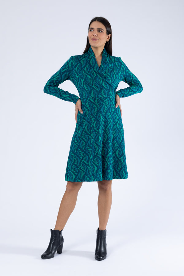 Kleid Debbie Leafy Serpentine Smaragd