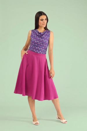 Eleganter Rock in Magenta, A-Linie, knielang für Damen – perfekt für Business und Freizeit.