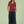 Rotes Kurzarm-Wickelshirt für Damen mit geometrischem Muster und V-Ausschnitt
