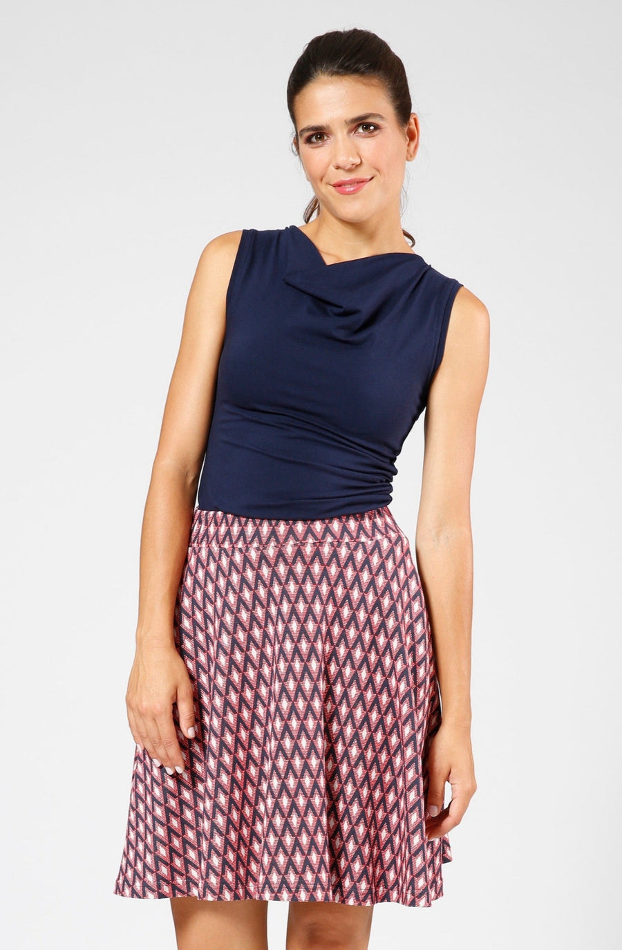 Rock »Ramona« Blue Red Print Bio